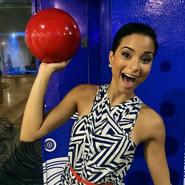 Miss Universe Jamaica Kaci Fennel going for her strike at JamZone.