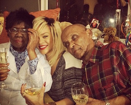 Rihanna and her grandparents Clara & Lionel Braithwaite via Instagram